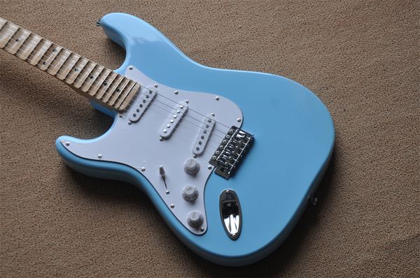 Guitarra esquerda 22 produtos de bordo acessórios de prata de prata céu azul de alta qualidade entrega de guitarra elétrica grátis