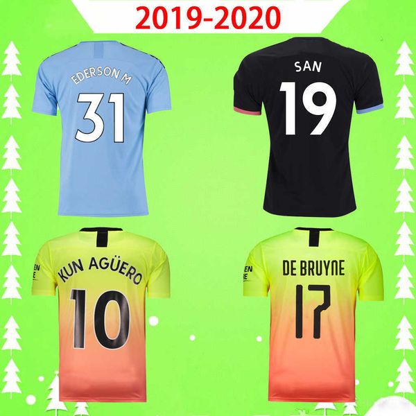 

19 20 city soccer jerseys retro vintage 2019 2020 home away third football shirt classic mahrez de bruyne sterling foden bernardo kun silva, Black;yellow