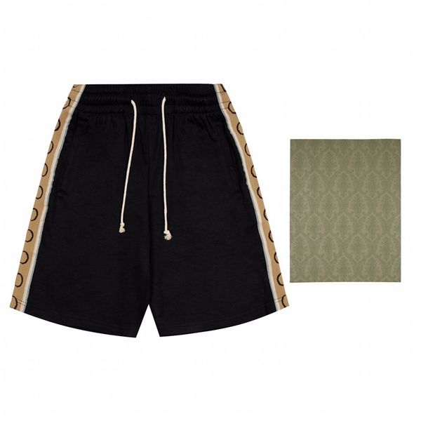 

double letter reflective webbing shorts men summer beach shorts male gym fitness short pants with envelope bag, White;black