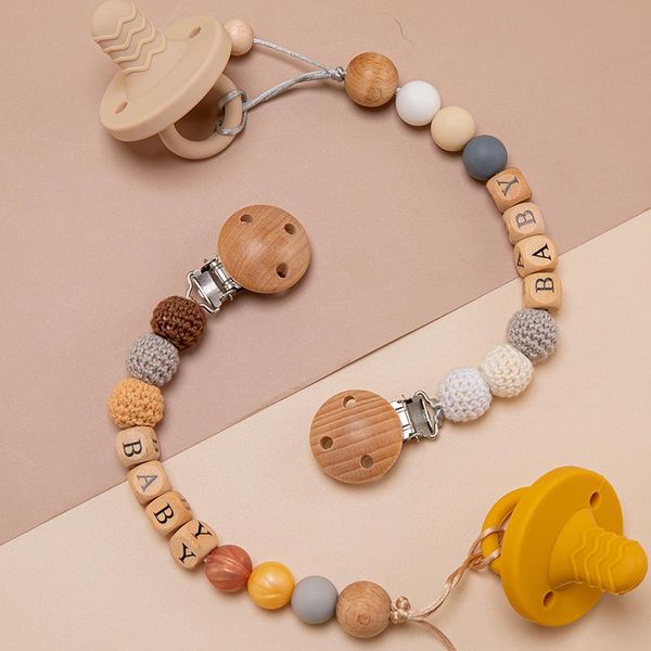 

pacifiers# 1pcs wooden pacifier chain clips personalized dummy clip baby for teething soother chew toy clipspacifiers#