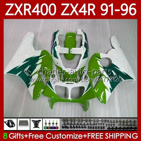 Kit carene per KAWASAKI NINJA ZX4R 400CC ZXR-400 Verde bianco 1991 1992 1993 94 95 96 Carrozzeria 138No.91 ZXR 400 CC ZX-4R ZX 4R Carenatura ZXR400 91 92 93 1994 1995 1996 Corpo