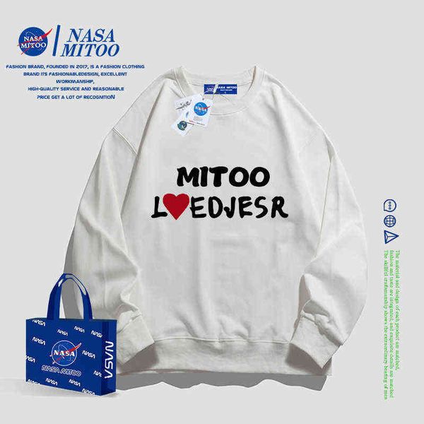 

hoodies sweatshirts designer hoodie nasa co branded fashion spring and autumn loose couple suit cotton round neck casual long sleeve printed, Black