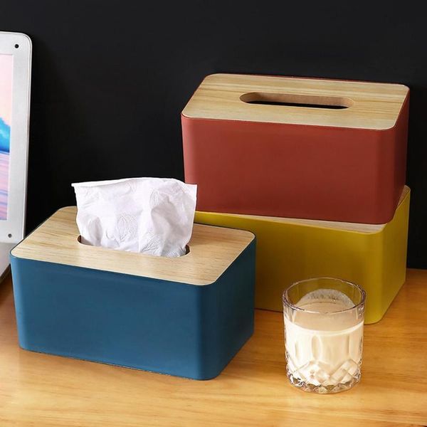 Toilettenpapierbox im nordischen Stil mit Holzdeckel, abnehmbarer Kunststoff-Taschentuch-Aufbewahrungsbehälter für lange Lebensdauer, Autospender 220523