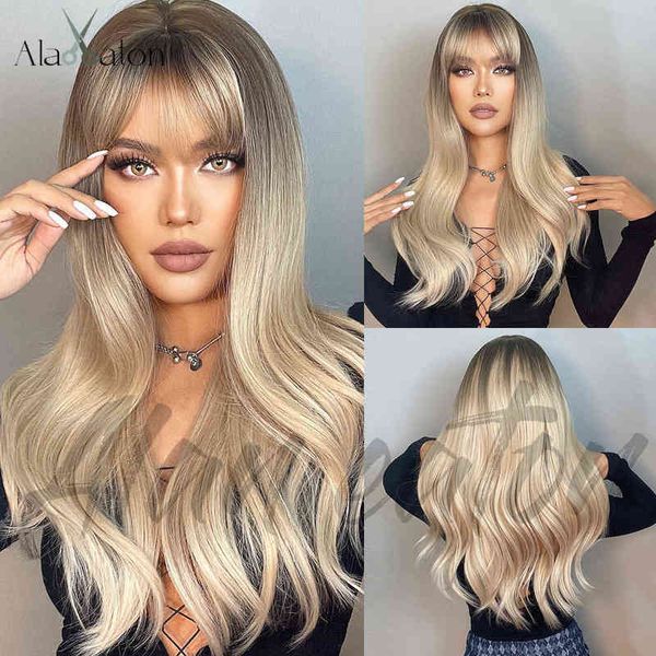 

fashion wig female qi bangs long curly hair brown wavy temperament full head 220527, Black