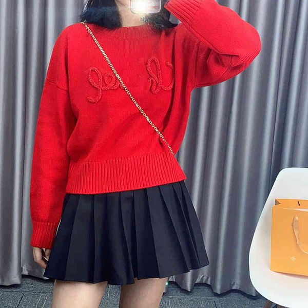 

women's knits & tees three dimensional english letter embroidered woolen sweater women's long sleeve small fragrance versatile aut, White