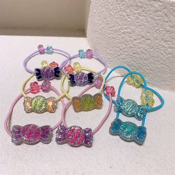 

1 pair new fashion korea children's ponytail hair accessories sweet girl cute beautiful shiny candy rubber band hair rope, Slivery;white