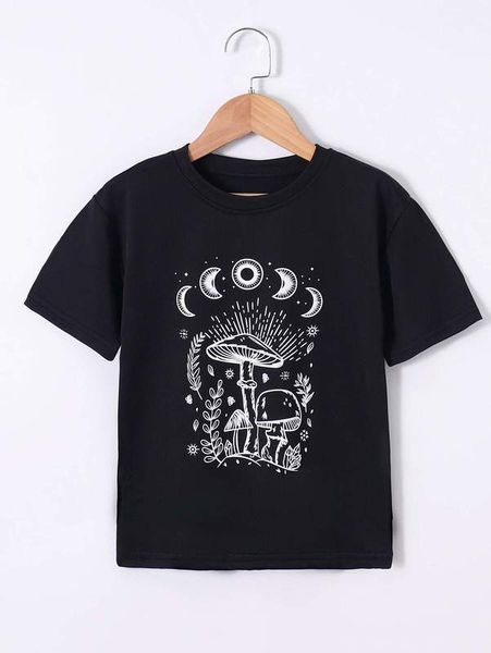 

toddler girls moon & mushroom print tee she, Blue