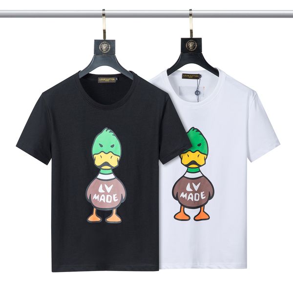 

2022 summer new t shirts for men pure cotton breathable anti-wrinkle designers men clothing color black white lovely duck asia size m-3xl te, White;black