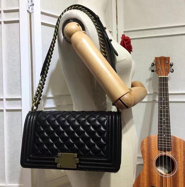 

fashion handbag shoulder chain bag clutch flap totes bags check purse luxury genuine leather letters solid hasp square stripes women handbag