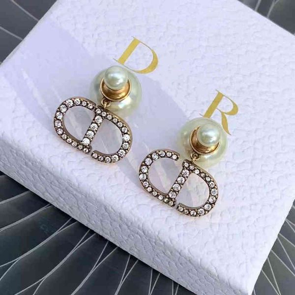 

2022 factory wholesale new di home high version 1.1cd full diamond pearl earrings female simple earrings jewelry, Golden