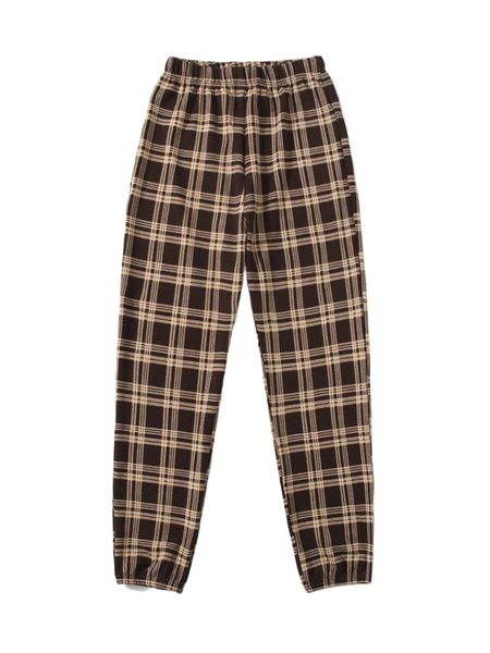 

plaid print sweatpants c7wb#, Black;white