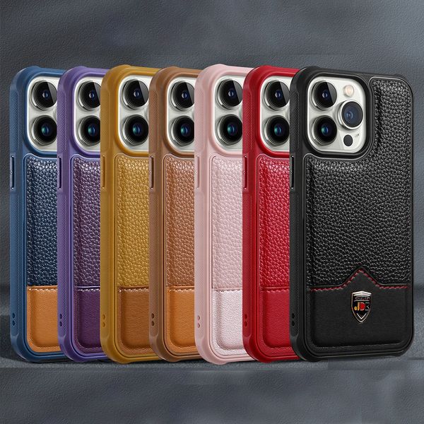 Luxo híbrido híbrido clássico clássico estiloso anti -scratch casos de couro punhado de couro macio tpu macio tpu protetor à prova de choque para iPhone 13 12 11 Pro máximo xs xr x 7 8 plus