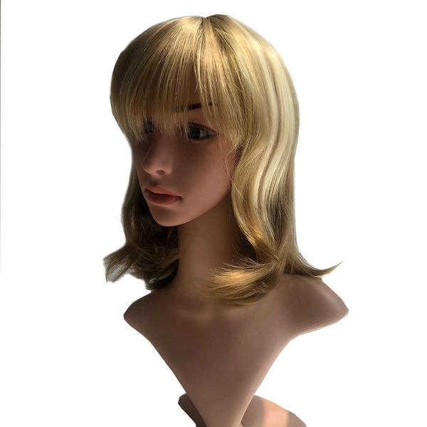 

fashion short straight ombre blond brown synthetic hair wig for women, Black