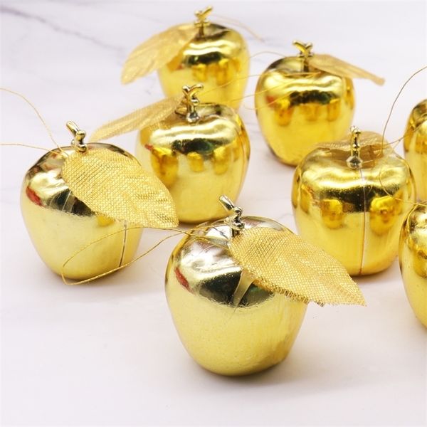 Ornamentos de árvore de Natal 12pcs Xmas Gold Red Apples Criatividade Ano Pingente Festival Party Home DIY Decorações penduradas Y201020