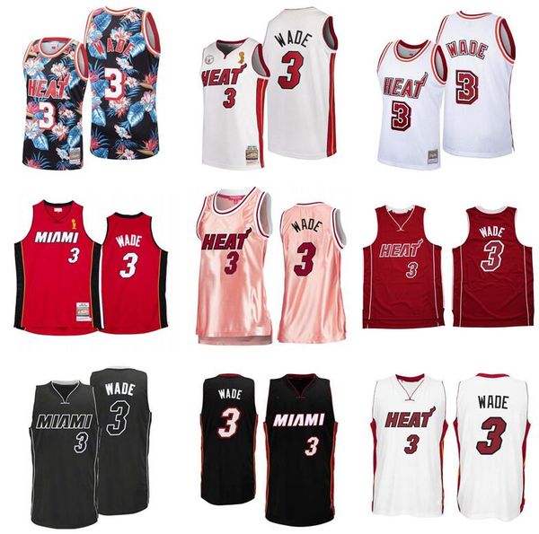 

stitched dwyane wade basketball jersey s-6xl mitchell & ness 2005-06 11-12 mesh hardwoods classics retro city version men women youth jersey, Black;red