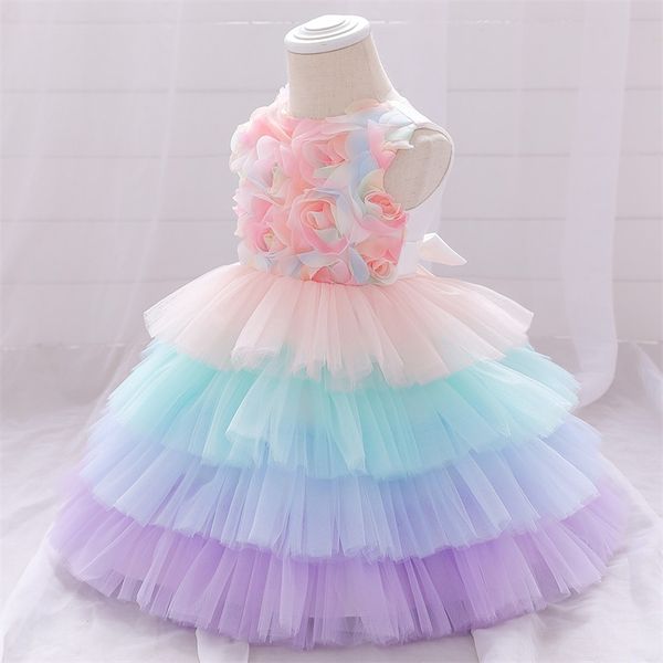 

baby birthday dress colorful flower lace tiered skirt puffy cake skirt amazon kids party dresses 50my t2, Red;yellow
