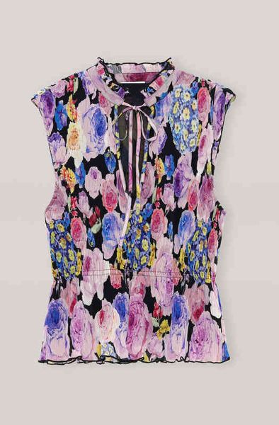 

women's polos ga family spring and summer french lady wind fungus collar lace up halo dyed printed elastic waist shirt, White