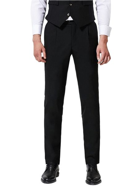

men plicated detail tailored pants b26l#, Black