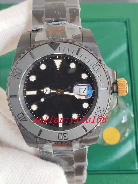 

sell pvd luxury ui mens wristwatches mechanical classic 40mm black dial 2813 automatic day date movement fashion manual watches fold, Slivery;brown