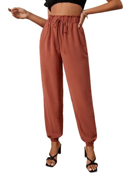 

paperbag waist knot waist pants i8ua#, Black;white