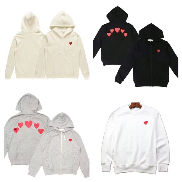 

play men women hoodie print letter embroidery heart cotton zipper pocket fleece couple straight fall winter casual sweater, Black