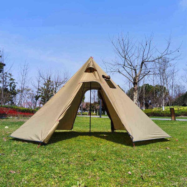 Grande tenda piramidale con foro camino 4-5 persone ultraleggero campeggio all'aperto teepee tenda da campeggio antivento tende da sole riparo H220419