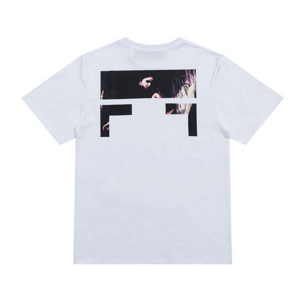 

classic brand mens fashion t shirts offs summer designer women loose tees quality t-shirt letter arrow oil painting black white tshirts lux, White;black