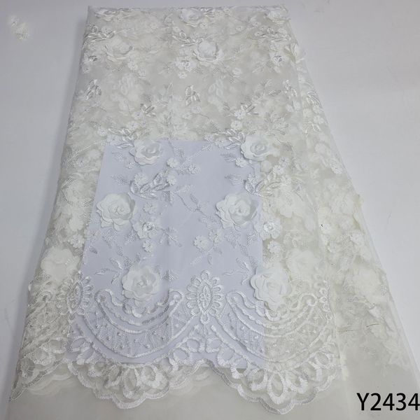 

african lace embroidery fabric latest nigerian fabrics 2022 luxury flower lace for wedding dress y2434, Black;white