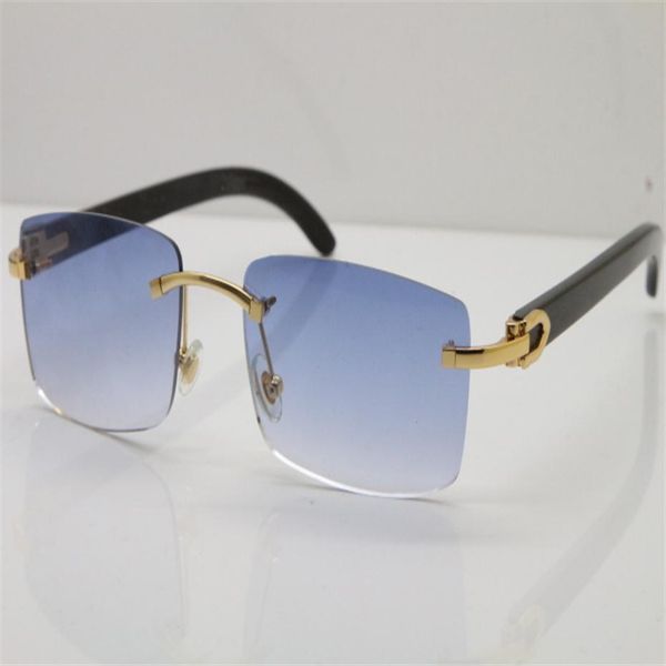 

whole 18k gold women designer rimless sunglasses 8200758 black buffalo horn glasses with box driving glasses uv400 eyew2228, White;black