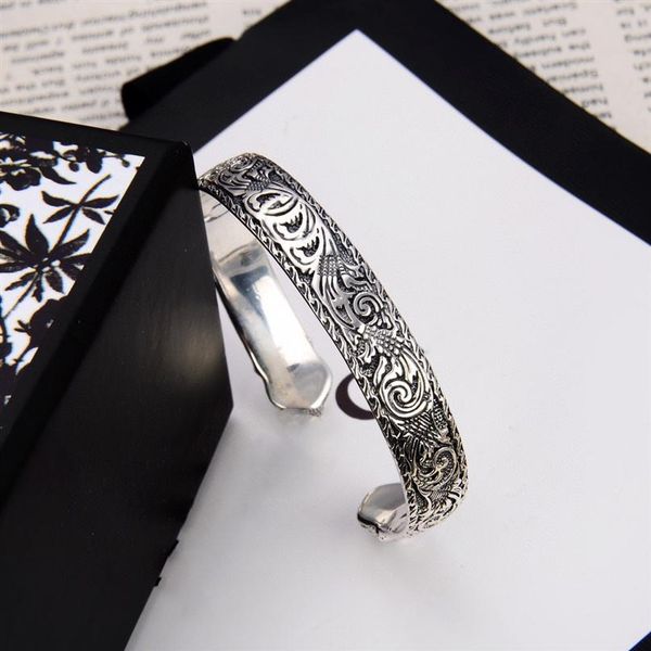 

luxury design silver plated bracelet retro fashion design tiger letter bracelet opening adjustable jewelry supply nrj288b, Black