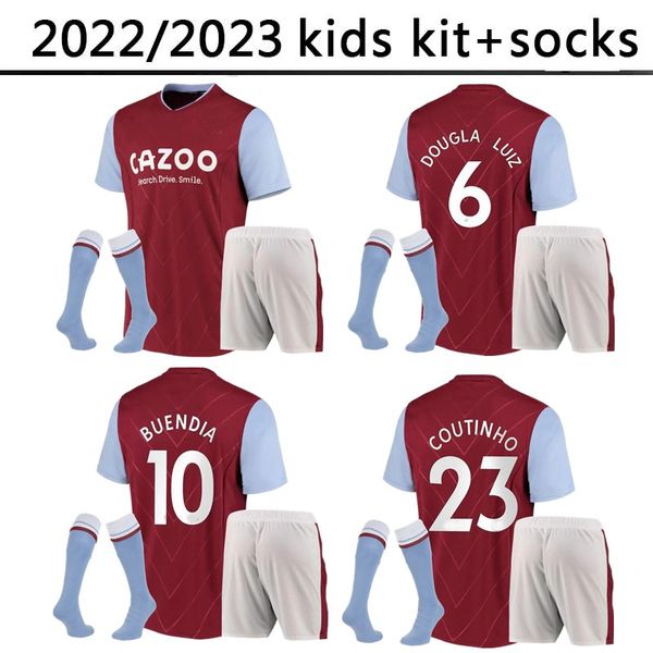 

2022 2023 aston villaes kids kit socks watkins buendia soccer jerseys 22 23 mcginn el ghazi wesley douglas luiz mings konsa cash m.trezeguet, Black