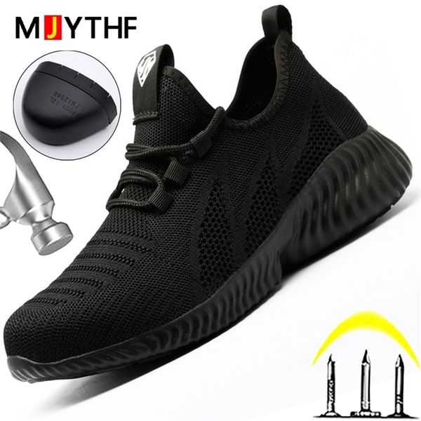 

lightweight safety shoes men boots camouflage work construction indestructible sneakers security 220813, Black