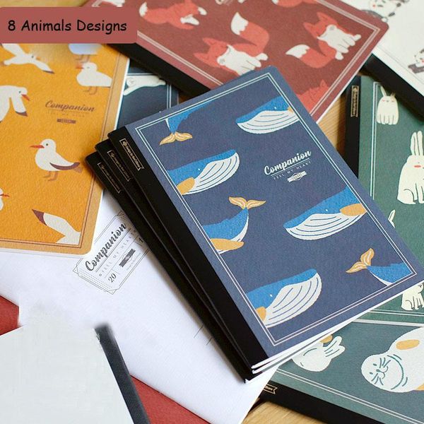 Bloco de notas Sharkbang 8 Animais A5 Designs Vintage Memorando Pad Kawaii Urso Traveler Notebooks Gird Art Agenda Livro de Hands Stationery