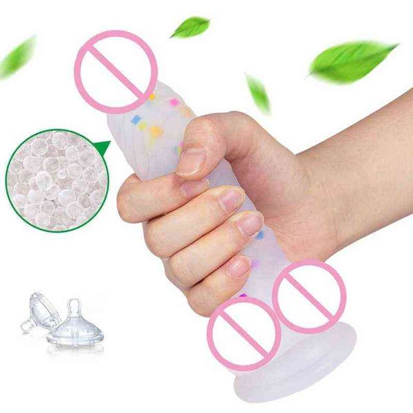 Nxy Falli Dong Sex Toys Fantasy Jelly Particles Fallo morbido pene finto per punto G femminile Masturbatore stimolante con ventosa Donne lesbiche 220511