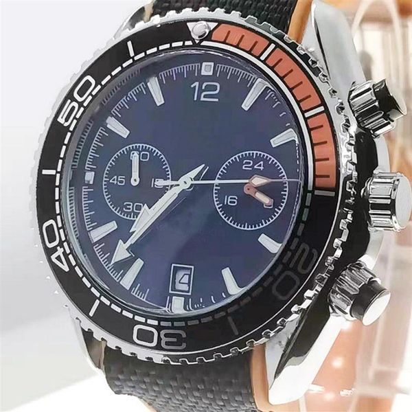 

mens date luxuryswatch 600m function chrongraph men watches os quarz movement rubber sports james bond 007 skyfall montre de luxe 272f, Slivery;brown