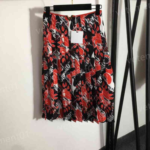 

designer women dresses va..len v letters vintage print high waist pleated red skirt luxury summer party dresses for women, Black