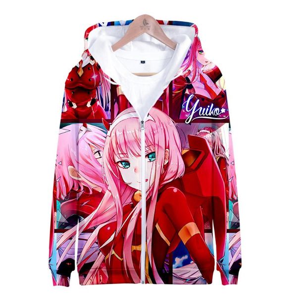 

men's hoodies sweatshirts anime darling in the franxx 3d print zipper sweater jumper sweatshirt lady hem hoody shirts 2022men, Black