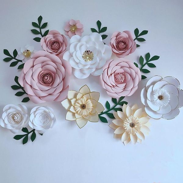 Dekorative Blumenkränze, handgefertigte Papierrose, Hochzeitshintergrund, Dekoration, Fensterdekoration, Ornament, Heimdekoration, Blumenwand-Set, dekorativ