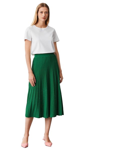 

motf premium viscose pleated knit skirt r9ej#, White;black