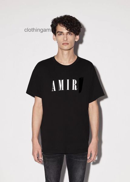 

designer t shirts 2022 amirss mens fashion foam printing letter pure cotton short sleeve t-shirt black, White;black