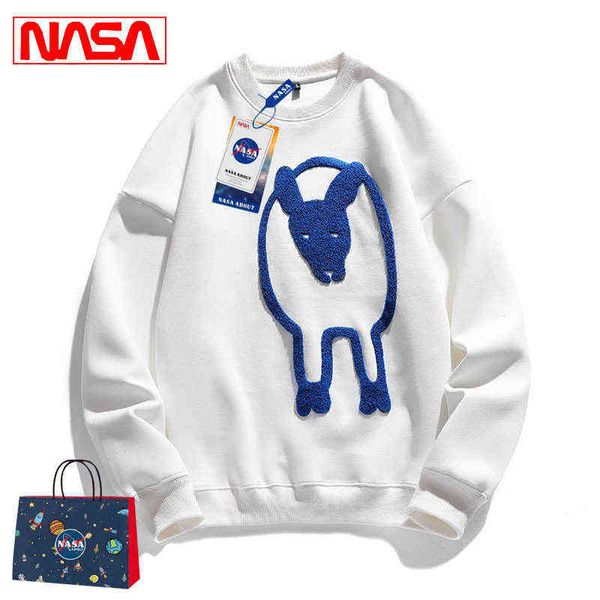 

hoodies sweatshirts designer hoodie nasa co branded 2022 spring and autumn new products high street niche design round neck casual simple pu, Black