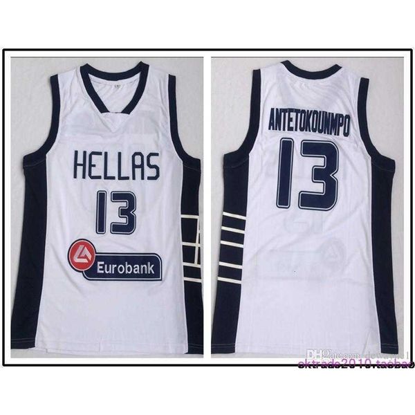 Nikivip Griechenland Hellas College-Trikots The Alphabet Basketball 13 Giannis Antetokounmpo Jersey Herren Weiß Team Sport Atmungsaktive Uniform Drop Shipping