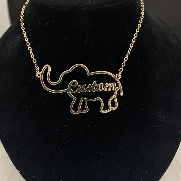 

ized elephant name custom stainless steel for children necklace, Silver