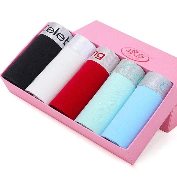 

langsha 5pcs set women panties soft cotton underwear girls cute print intimate plus size xxl briefs ladies breathable underpants, Black;pink