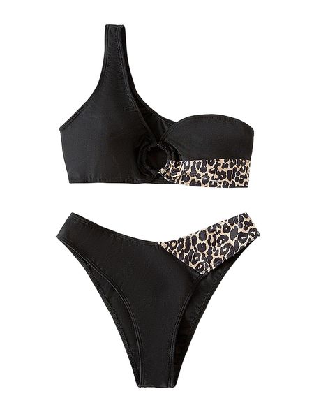 

leopard ring linked bikini swimsuit r7ht#, White;black