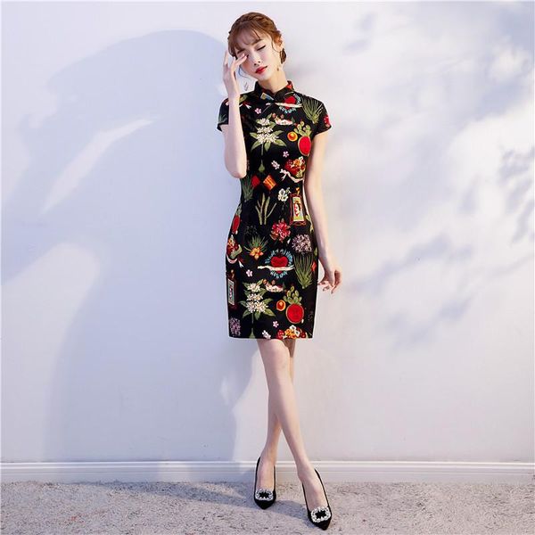 Этническая одежда Cheongsam Young Girl Summer Summer Sexy Sexy Sexy Swee Sweet Fashion улучшенная Qipao маленький аромат китайский традиционный