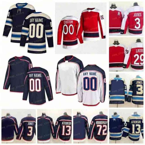 Personalizzato 29 Patrik Laine 25 Mathieu Olivier di alta qualità 2021 Reverse Retro Jersey 71 Nick Foligno 3 Seth Jones 13 Cam Atkinson 38 Boone Jenner maglie da hockey