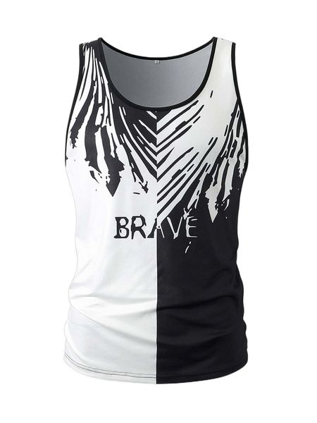 

men letter graphic tank 098k#, White;black