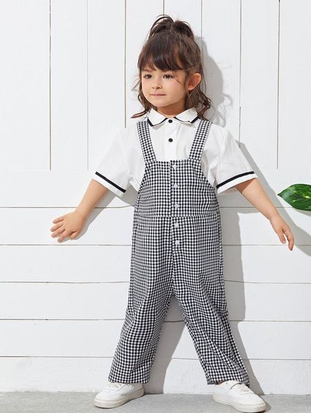 

toddler girls buffalo plaid overalls without she, Blue