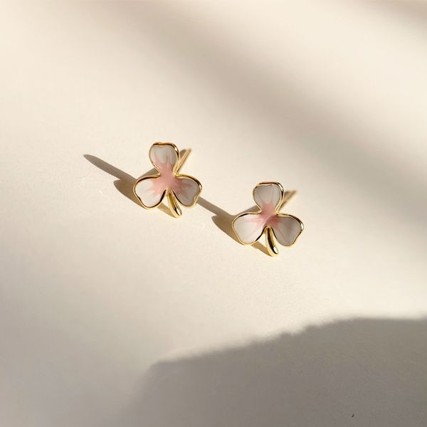 

earrings sweet and versatile cherry blossom small fresh earrings, Golden;silver